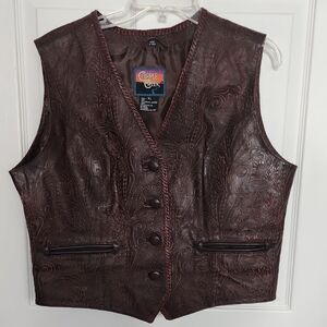 Cripple Creek Leather Floral Embossed Vest